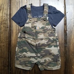 Carhartt Short Bibs Overalls Tshirt Camo 2 Pc Set